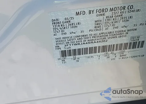 2025 Ford Maverick Xlt из США, поврежденный, VIN 3FTTW8JA4SRA44202